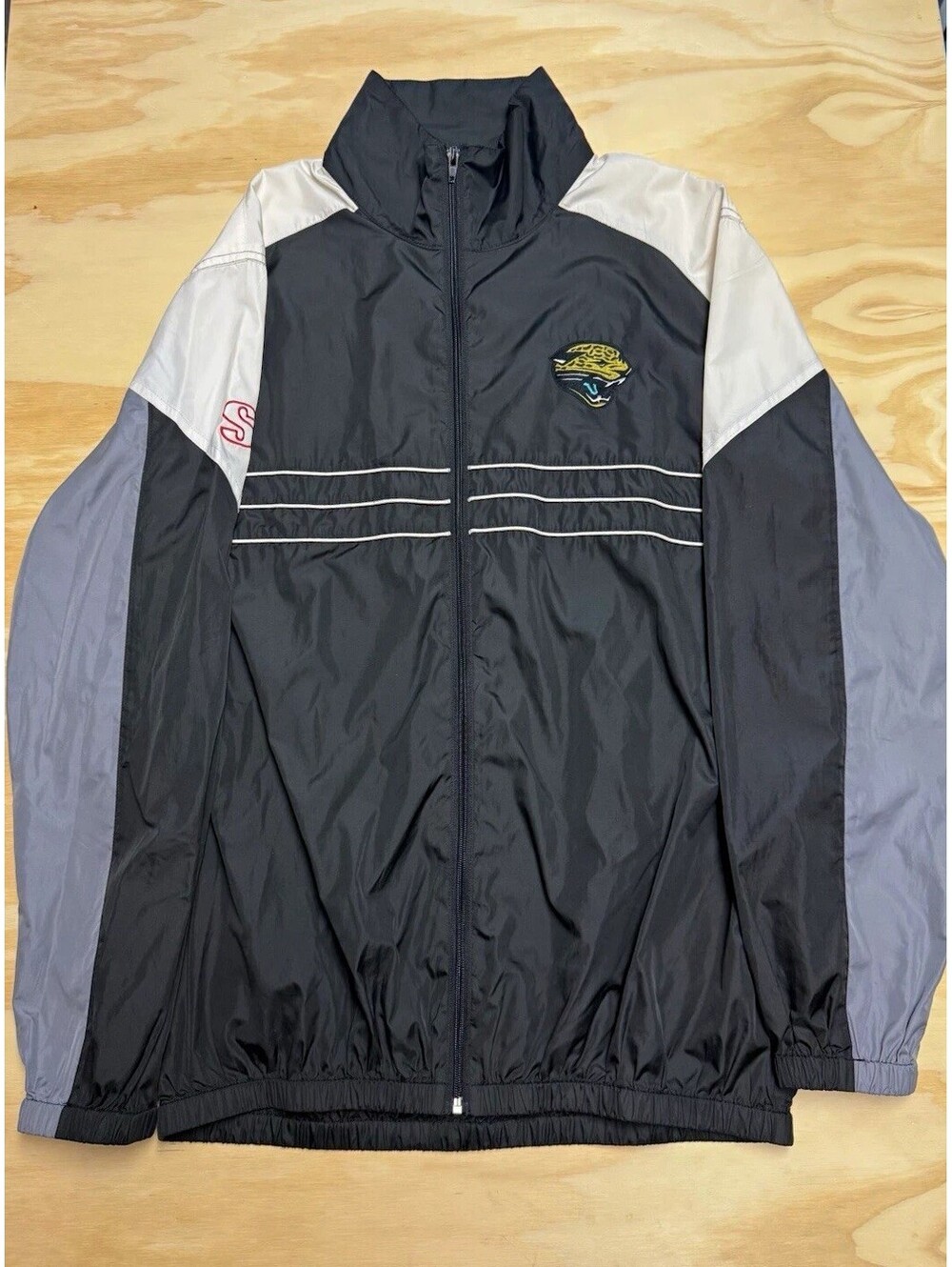 NFL Jacksonville Jaguars Men’s Size L Full Zip Jacket Black Gray White